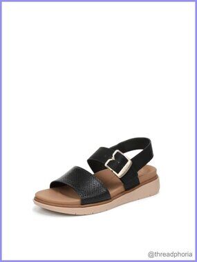 Dr. Scholl's Posie Flat Slingback Sandals Faux Leather Comfort Platform